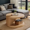 Hommoo 2-Tier Round Coffee Table Light Brown - 2 of 4