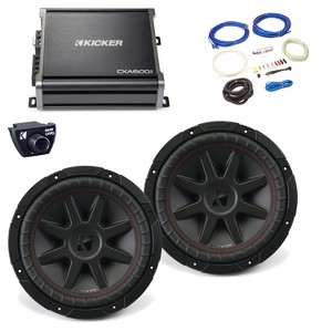 Kicker 43CVR102 10” CompVR Subwoofers with 43CXA6001 CX-Series Amplifier with wire kit - 1 of 4