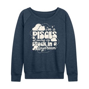 Women's - Instant Message - I'm A Pisces Daydream Lightweight French Terry Wide Neck Long Sleeve Graphic Shirt - 1 of 4