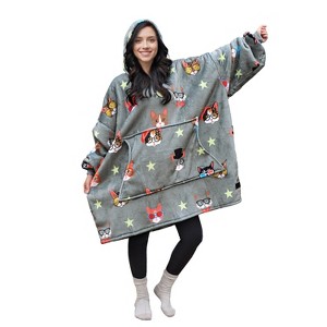 Catalonia Oversized Fleece Flannel Blanket Hoodie Sweatshirt for Women Men, Warm Wearable Blanket Pullover Adult, Cozy Christmas Gift for Wife Woman - 1 of 4