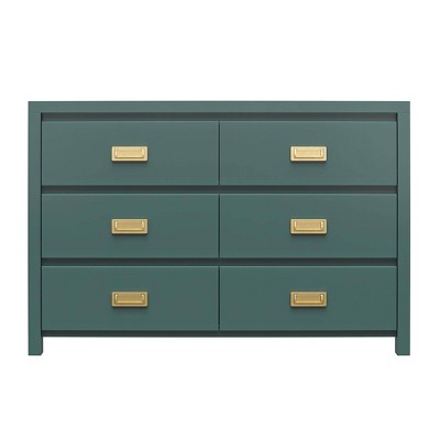 Hunter Green Double Dresser with Gold Drawer Pulls