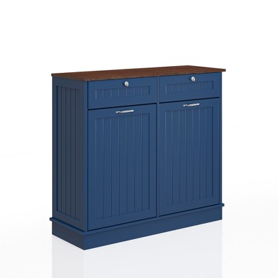 APRILSOUL 40 in. Storage Cabinet, Tilt Out 10 Gallon Garbage Can Cabinet, Dog Proof Trash Bin