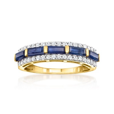 Ross-Simons 1.20 ct. t.w. Sapphire and .29 ct. t.w. Diamond Ring in 14kt Yellow Gold