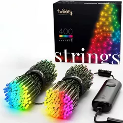 Twinkly Strings - App-Controlled LED Christmas Lights with 400 RGB (16 Million Colors) 157.5 feet Green Wire. Indoor/Outdoor Smart Lighting Decoration