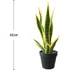 Artificial Snake Plant Potted Faux Sansevieria Trifasciata Plants, Tropical Fake Snake Plants in White Pots for Home Office Indoor Decor - 2 of 4