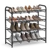 SONGMICS 4 Tier Metal Stackable Shoe Rack, Storage Shelf, Holds up to 20 Pairs Shoes, Adjustable Slanted Shelves Shoe Tower Organizer Black - 2 of 4