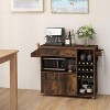 Tangkula Kitchen Island Cart with Drop-Leaf & Power Outlet Rolling Kitchen Cart on Wheels with Microwave Shelf Glass Holder Brown - 4 of 4