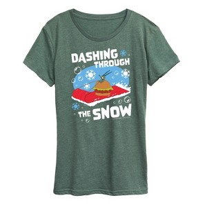 Women's - SpongeBob SquarePants - Dashing Through The Snow Short Sleeve Graphic T-Shirt - 1 of 4