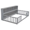 Sapphtopaz Modern Floor Bed Frame with Bedside Bookcase Shelves Wood Platform Bed with Safety Guardrails for Kids' Bedroom, Nursery - 3 of 4
