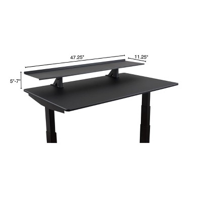 Black Adjustable Height Steel Monitor Stand Desk Shelf