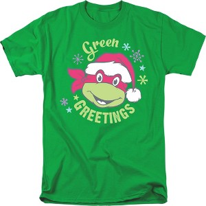 Men's Teenage Mutant Ninja Turtles Green Greetings For Christmas T-Shirt - 1 of 4