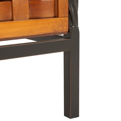 Filbert Brown Transitional Wooden Storage Bench with Iron Frame