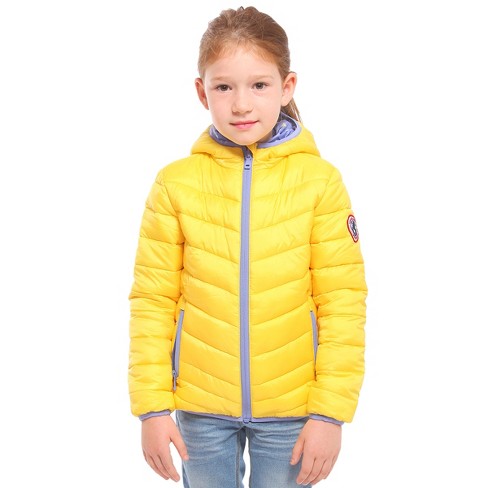 Rokka&rolla Girls' Reversible Light Puffer Jacket Coat-gold Finch