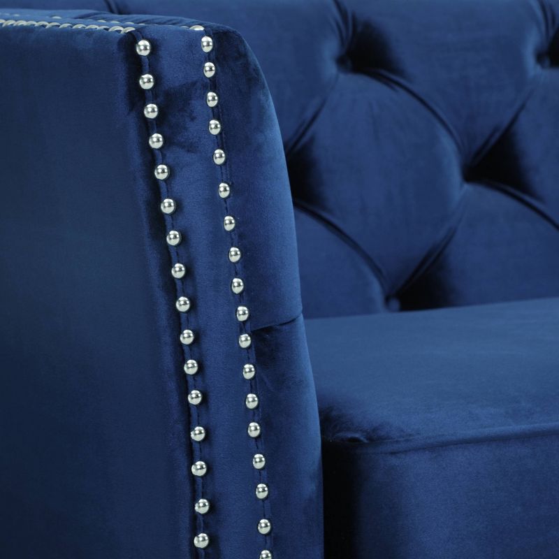 Chatwin Contemporary Tufted Velvet Sofa Dark Blue - Christopher Knight Home, 5 of 7