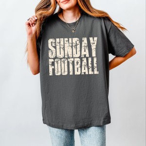 Sunday Football Block Distressed - Women's Heavyweight Graphic T-Shirt - 1 of 4