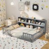Safstar Full Size Montessori Floor Bed w/ Bookcase Storage Shelves & Safety Fence Rails - 3 of 4