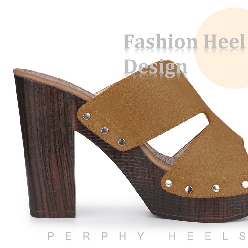 Perphy Women's Sandal Platform Slip on Block High Heels Slides Mule, 5 of 7