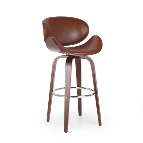 Cognac leather counter discount stool