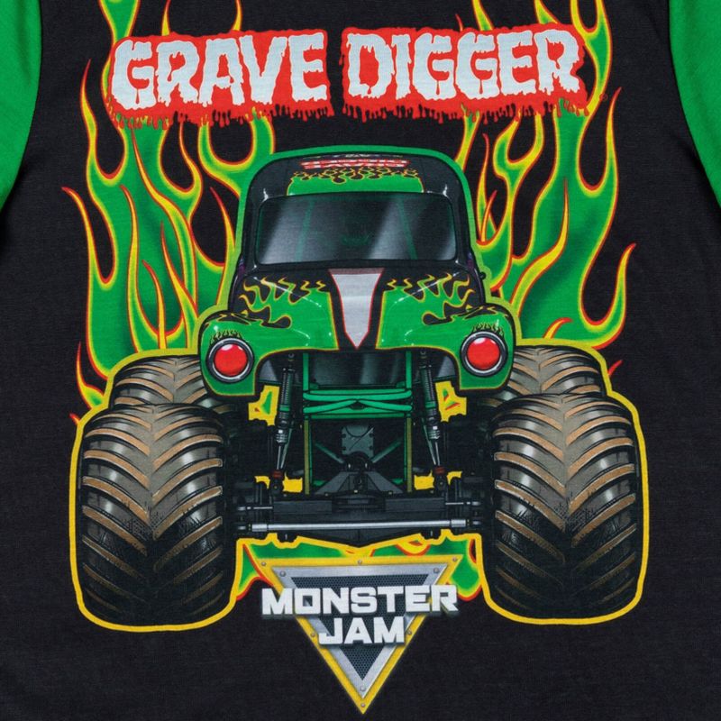 Monster Jam Trucks Grave Digger Pajama Shirts & Pajama Shorts , 5 of 8