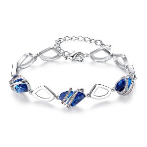 Leafael Wish Stone Birthstone Crystal Link Charm Bracelet, Rose Gold or Silver Plated, 7"+2" Adjustable Chain - 1 of 4