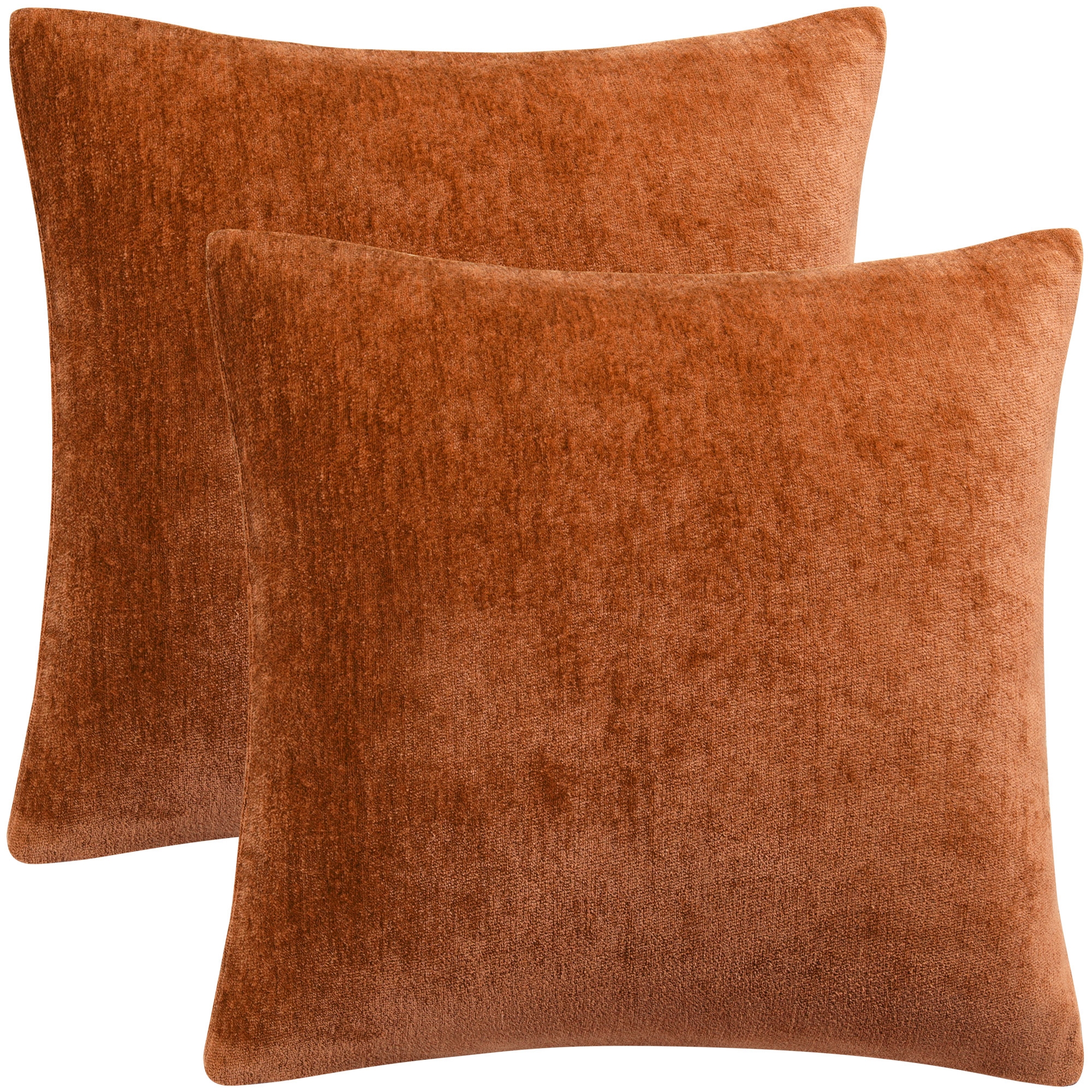 PiccoCasa Chenille Soft Decorative Cushion Water Repellent Throw Pillowcases 2 Pcs Burnt Orange 18"x18"