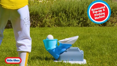 Blue and White Kids' Pop-Up Pitching Machine Set