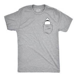 Mens Pocket Shark Funny T shirts Printed Graphic Jaws Cool Novelty T shirt - Crazy Dog Men's T Shirt - 1 of 4
