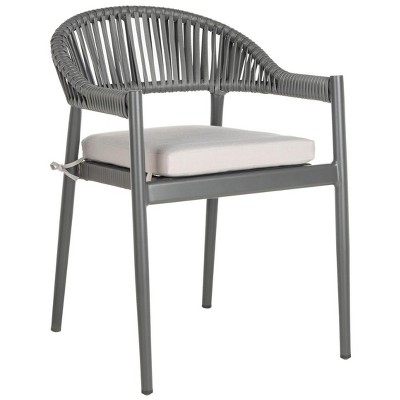 Greer Gray Aluminum Rope Dining Chair with Cushions
