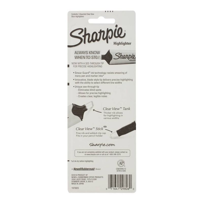 Sharpie Clear View 3pk Highlighters Fine Chisel Tip Multicolored, 3 of 11
