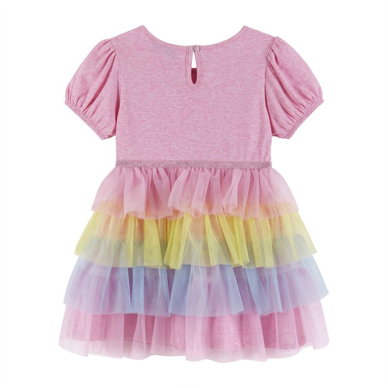 Andy & Evan  Toddler Pink Puff Sleeve Dress w/Multi Mesh Tiers, 3 of 6