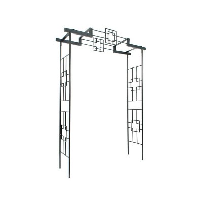95.5" Tall Handcrafted Iron Square on Square Garden Arbor II Graphite Powder Coated Finish - Achla Designs