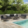 vidaXL Patio Lounge Set-9 Piece Outdoor Furniture Set with Cushions-Weather Resistant Poly Rattan-Durable Steel Frame-Modern Gray Finish - 2 of 4