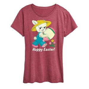 Women's - Instant Message - Vintage Happy Easter Short Sleeve Graphic T-Shirt - 1 of 4