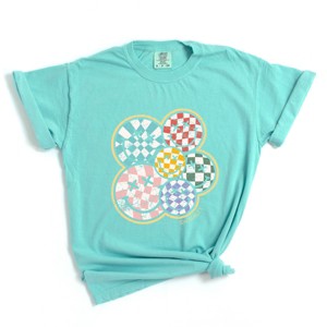 Simply Sage Market S.W.Smiley Rainbow Checkered Garment Dyed Tee - 1 of 4