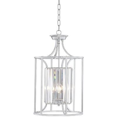 Possini Euro Design Chrome Cage Pendant Chandelier 13 3/4" Wide Modern Crystal 3-Light Fixture for Dining Room House Foyer Kitchen