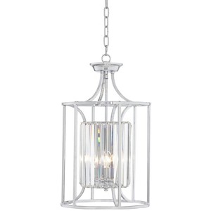 Possini Euro Design Soraya Chrome Pendant Chandelier 13 3/4" Wide Modern Cage Clear Crystal Element 3-Light Fixture for Dining Room Kitchen Island - 1 of 4