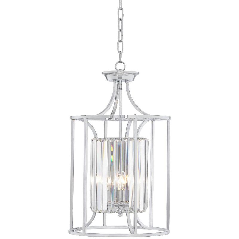 Possini Euro Design Soraya Chrome Pendant Chandelier 13 3/4" Wide Modern Cage Clear Crystal Element 3-Light Fixture for Dining Room Kitchen Island, 1 of 10