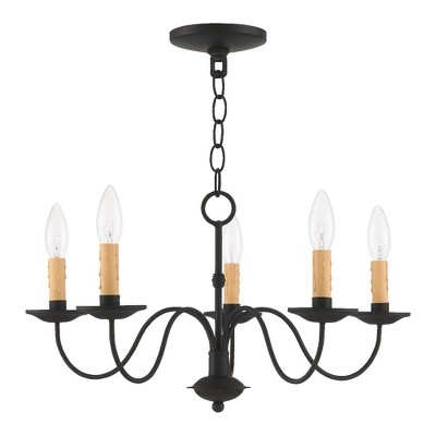 Elegant Black Steel 5-Light Candelabra Chandelier