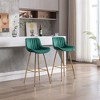 30" Velvet Fabric Counter Height Bar Stools Set of 2 with Chrome Footrest and Metal Legs for Kitchen, Dining, or Bar - 2 of 4