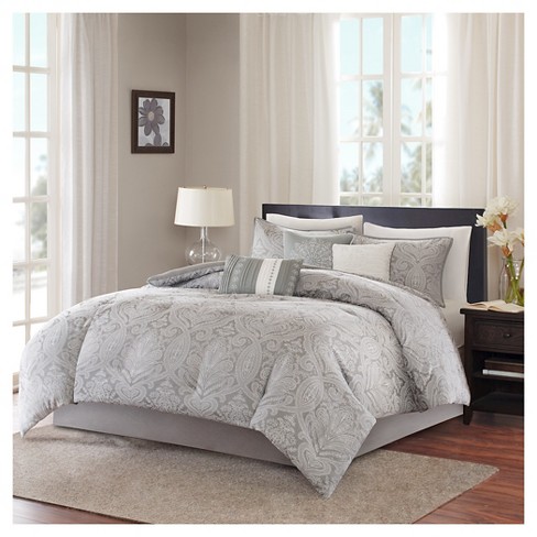 Devin Paisley Comforter Set Queen Gray 7pc Target