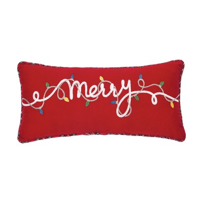 C&F Home 9" x 20" Christmas Lights "Merry" Accent Throw Pillow