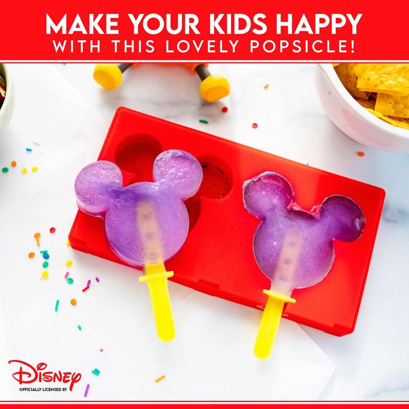 Silver Buffalo Disney Mickey Mouse 2-Piece Silicone Popsicle Mold Maker Set, 3 of 8