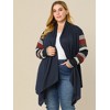 Agnes Orinda Women's Plus Size Christmas Asymmetric Colorblock Open Front Knit Cardigans - 4 of 4