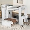 TIRAMISUBEST Twin/Full Size Bunk Bed with a Twin Size Stand-alone Bed, Bulit-in Desk and Wardrobe, Solid Wood Bunk Bedframe with Storage Shelves - 3 of 4