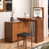 HDZNVF Makeup Vanity Table with Flip Top Tabletop with 7 Drawers, 9 Compartments and 3 Shelves, Walnut - 2 of 4
