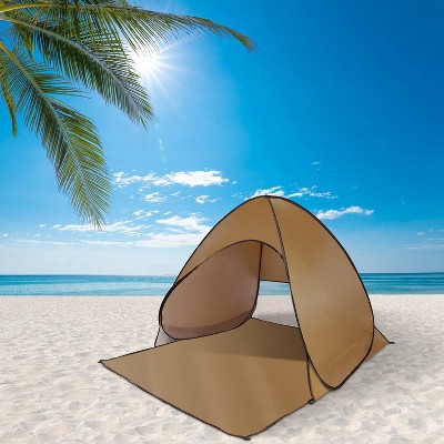 Naysaye Camping Tents 2-3 Person Pop Up Beach Tent with Net Window UV Protection Waterproof for Camping Outdoor, Brown, 64.96"*59.06"*43.31"