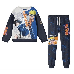 Naruto Sasuke Vs. Naruto Oversized Graphic Youth Sweatshirt and Joggers 2-Piece Set - 1 of 2