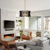 LLHZSY 4-light Drum Chandelier Mid-century Modern Geometric Lighting for Dining Room-Black and Brass-W20 1/2" x H9 1/2" - 2 of 4