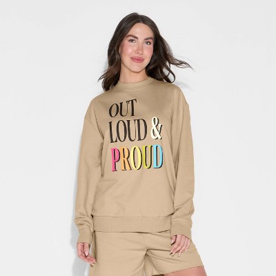 Pride Adult 'Out Loud & Proud' Sweatshirt - Beige