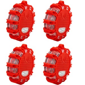 5 Star Super Deals LED Roadside Emergency Flare Lights 4PC - Portable Magnetic - 9 Flash Modes w/ Hook - for Roadside Warning Situations - 1 of 4